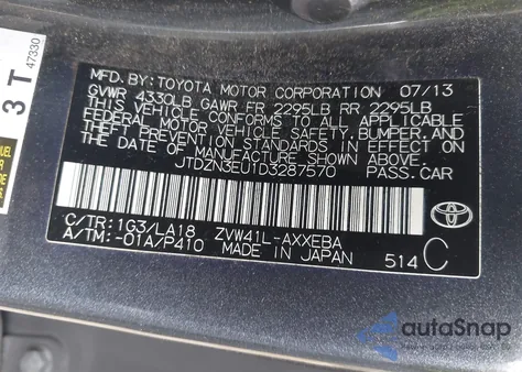 2013 Toyota Prius V Five z USA, uszkodzony, nr VIN JTDZN3EU1D3287570